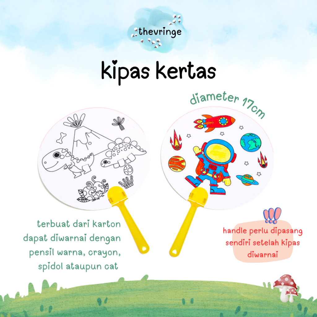 Aktivitas Mewarnai Kipas Mainan Anak DIY Kipas Kertas