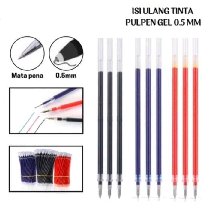 

5 pcs Refill Tinta Pulpen Gel Tinta Pena cair Isi Ulang 0.5mm Tinta Pulpen Warna Biru Hitam Merah Isi Ulang Pulpen Gel