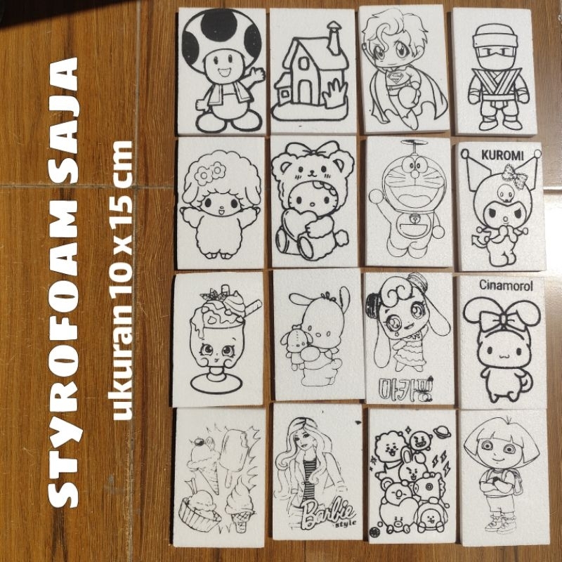 

PAINTING KIT STYROFOAM MINI 10 X 15 CM mainan edukasi anak melukis gambar karakter di media sterofoam styrofom seterofom gabus kado ulang tahun hampers murah ekonomis - Armina Art