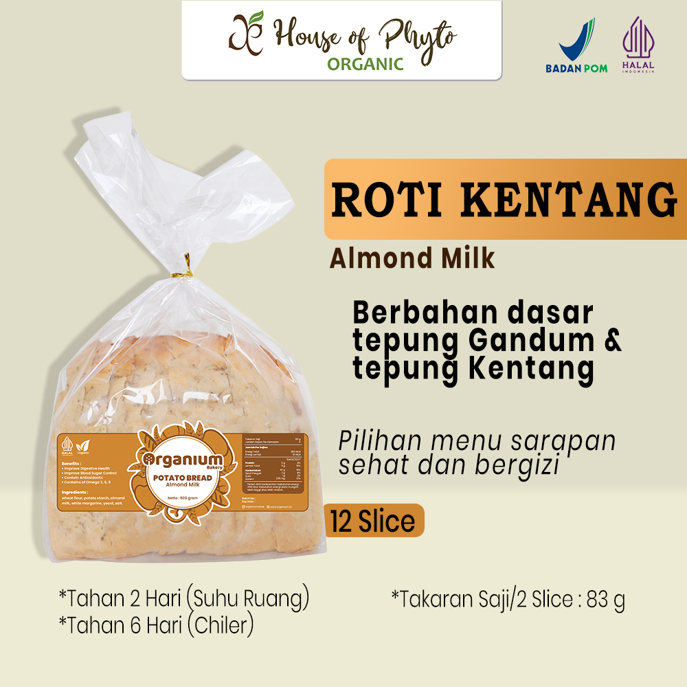 

Organium Roti Tawar Kentang , Roti Kentang , Potato Bread - 500g