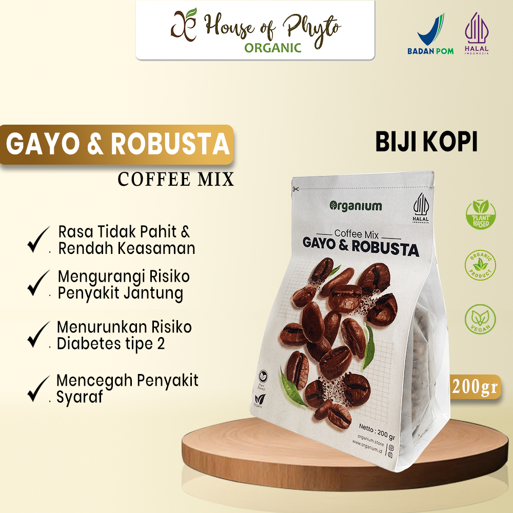 

Coffee Mix Gayo & Robusta ORGANIUM Gabungan Biji Kopi Gayo dan Robusta 200g