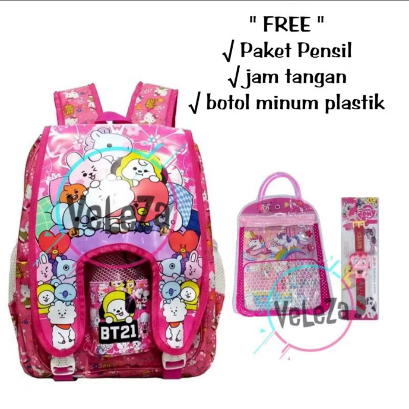 Tas sekolah anak Tk SD tas ransel anak perempuan karakter BT21
