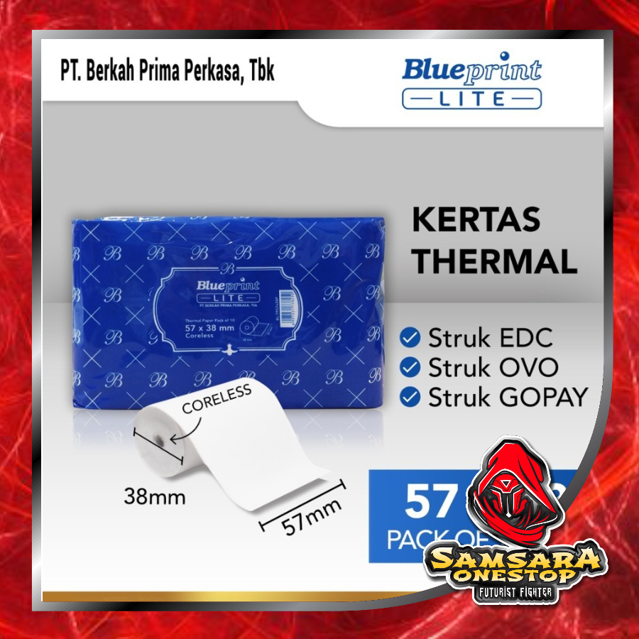 

Dck Kertas Thermal Struk BLUEPRINT LITE 57x38 , 57x38os - 1 Pack isi 10 roll