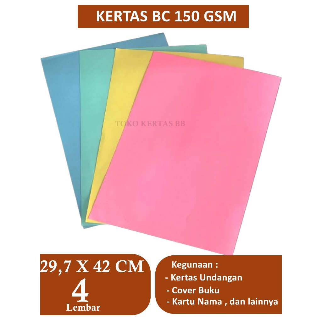 

KARTON MANILA / KERTAS BC / KERTAS BRIEF CARD 150 GSM UK A3 29,7 X 42 CM ( WARNA PINK ,KUNING , HIJAU , BIRU ) , 4 LEMBAR