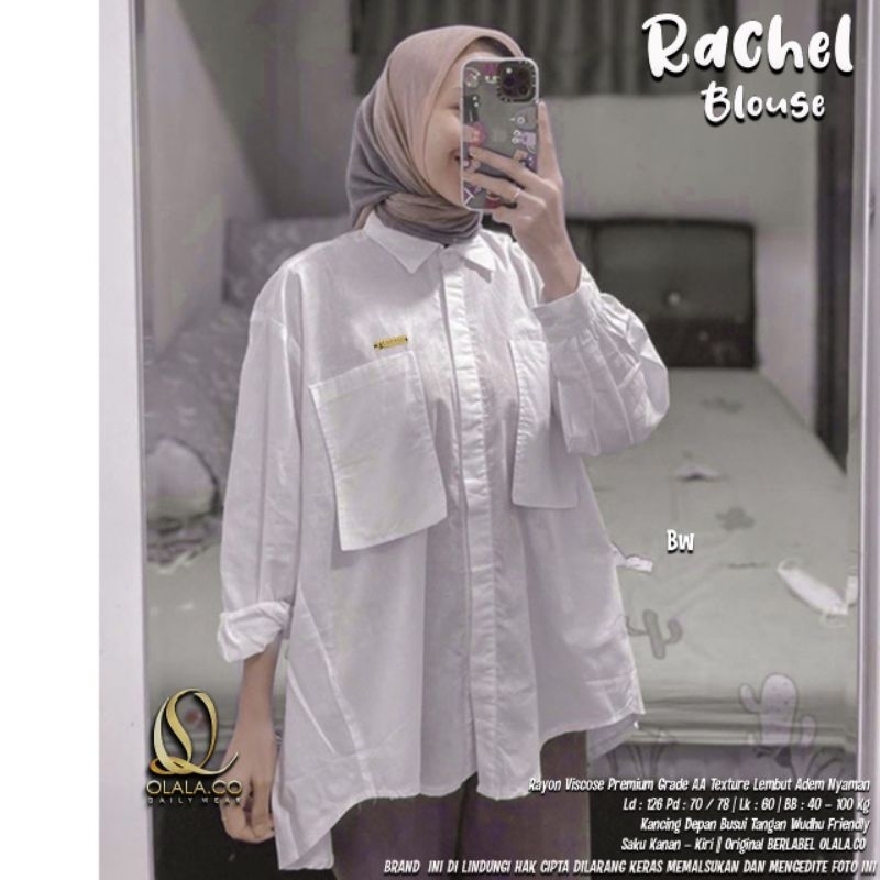 Rachel Blouse Oversize Jumbo Polos Fushcia Putih Sage Green Katun Rayon Viscose Bahan Adem By Olala