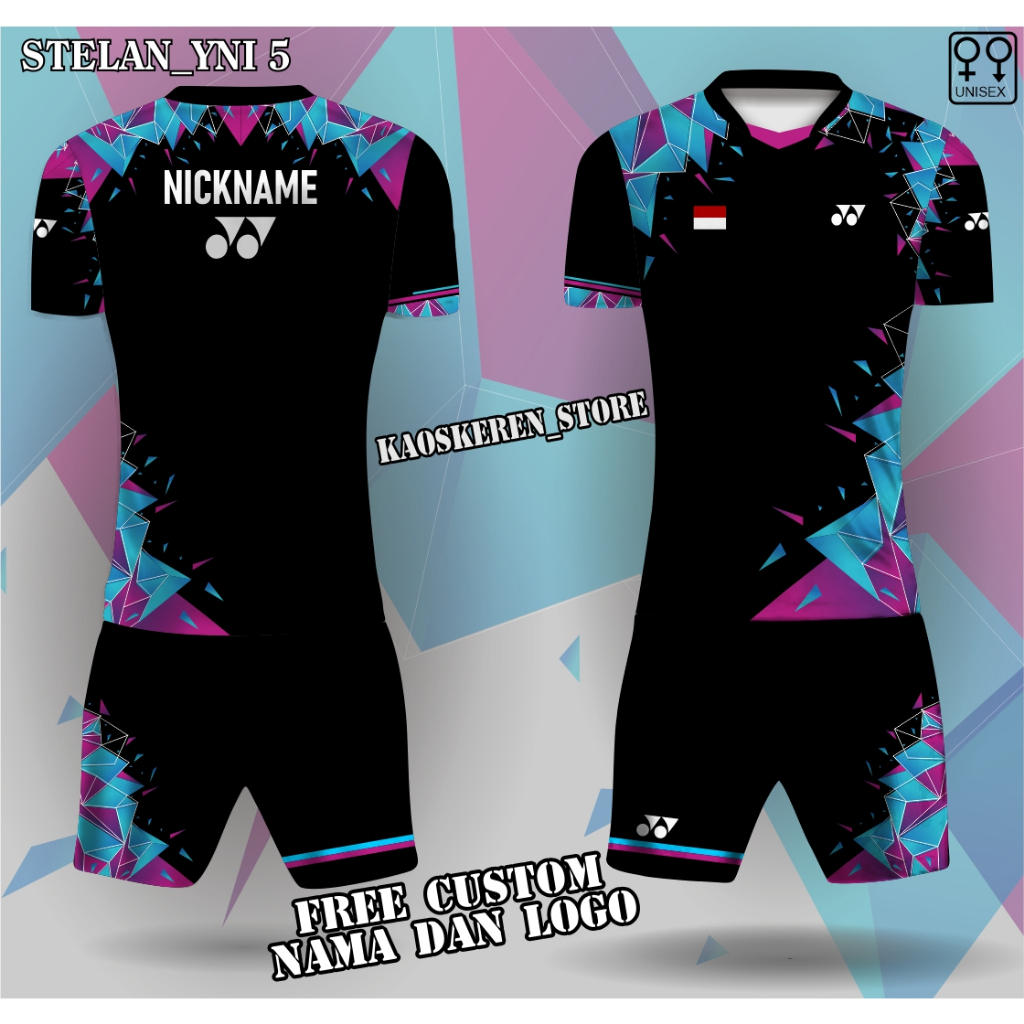 jersey setelan badminton yonex setelan baju bulutangkis yonex unisex free custom nama logo
