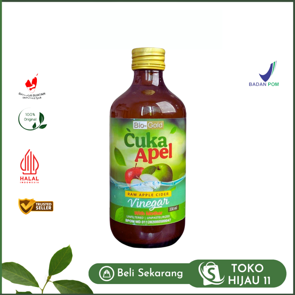 

Cuka Apel Natural Raw Apple Cider Vinegar Bio Gold Organik With Mother Kemasan 330ml