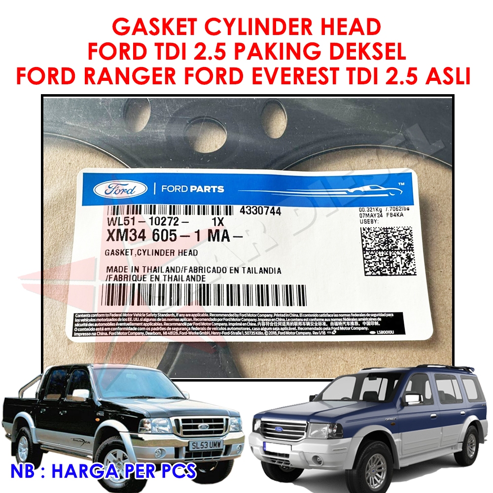 PAKING DEKSEL FORD RANGER FORD EVEREST TDI 2.5 ASLI GASKET CYLINDER HEAD FORD TDI 2.5