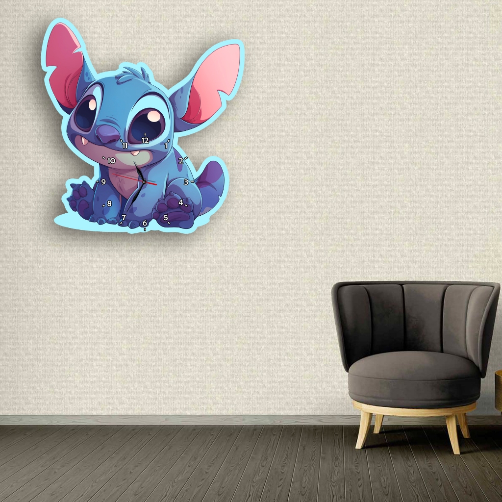 Jam Dinding Pola Unik Design Stitch Free Vintage Box + Baterai Aio.official