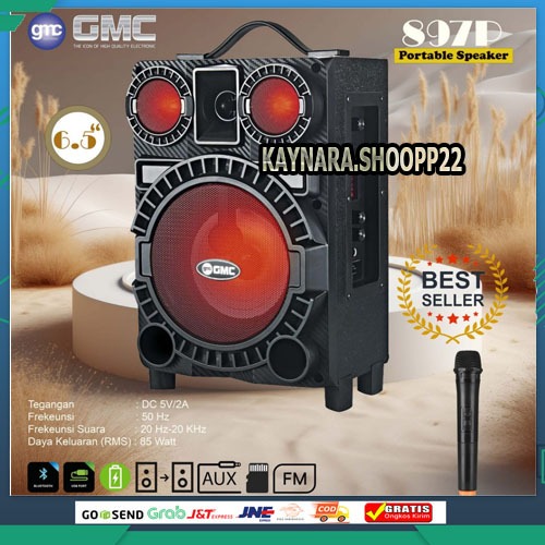 SPEAKER GMC SPEAKER 6.5 INCI SPEAKER GMC 897 P BLUETOOTH KARAOKE GMC 897P FREE MIC WIRELESS PROMO