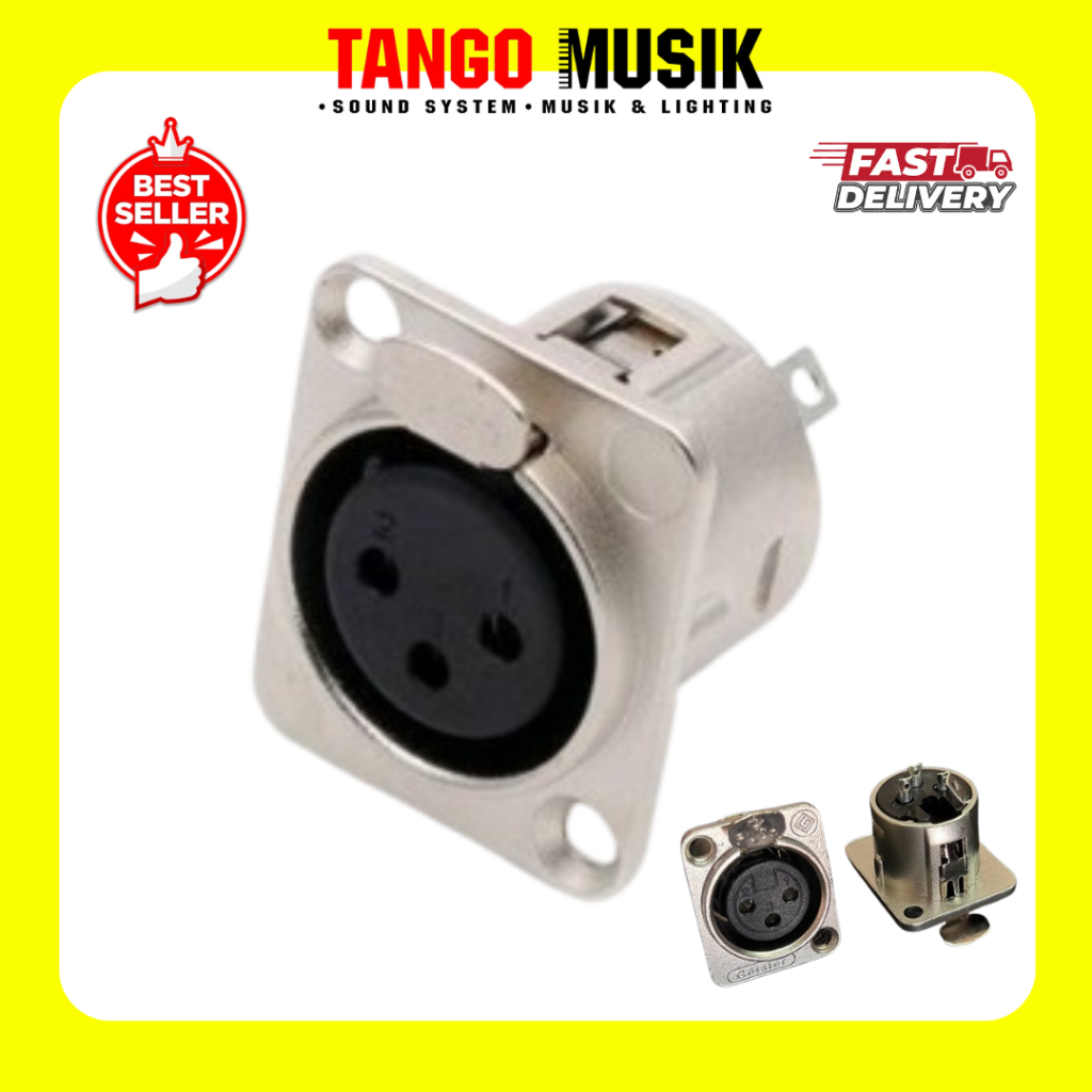 SOKET XLR BETINA KORKEIN KR053-N ORIGINAL / SOKET XLR FEMALE SILVER / SOKET CANON BETINA / SOKET KEN