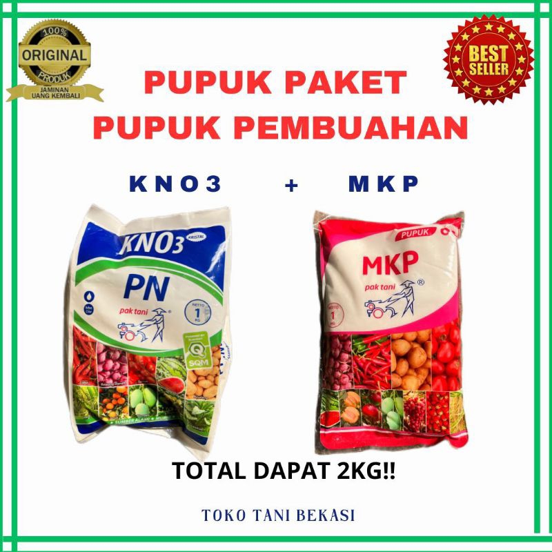pupuk KNO3 MKP Paket pupuk KNO3 & MKP kemasan 2 Kg pabrik untuk masa pembungaan dan pembuahan (fase 