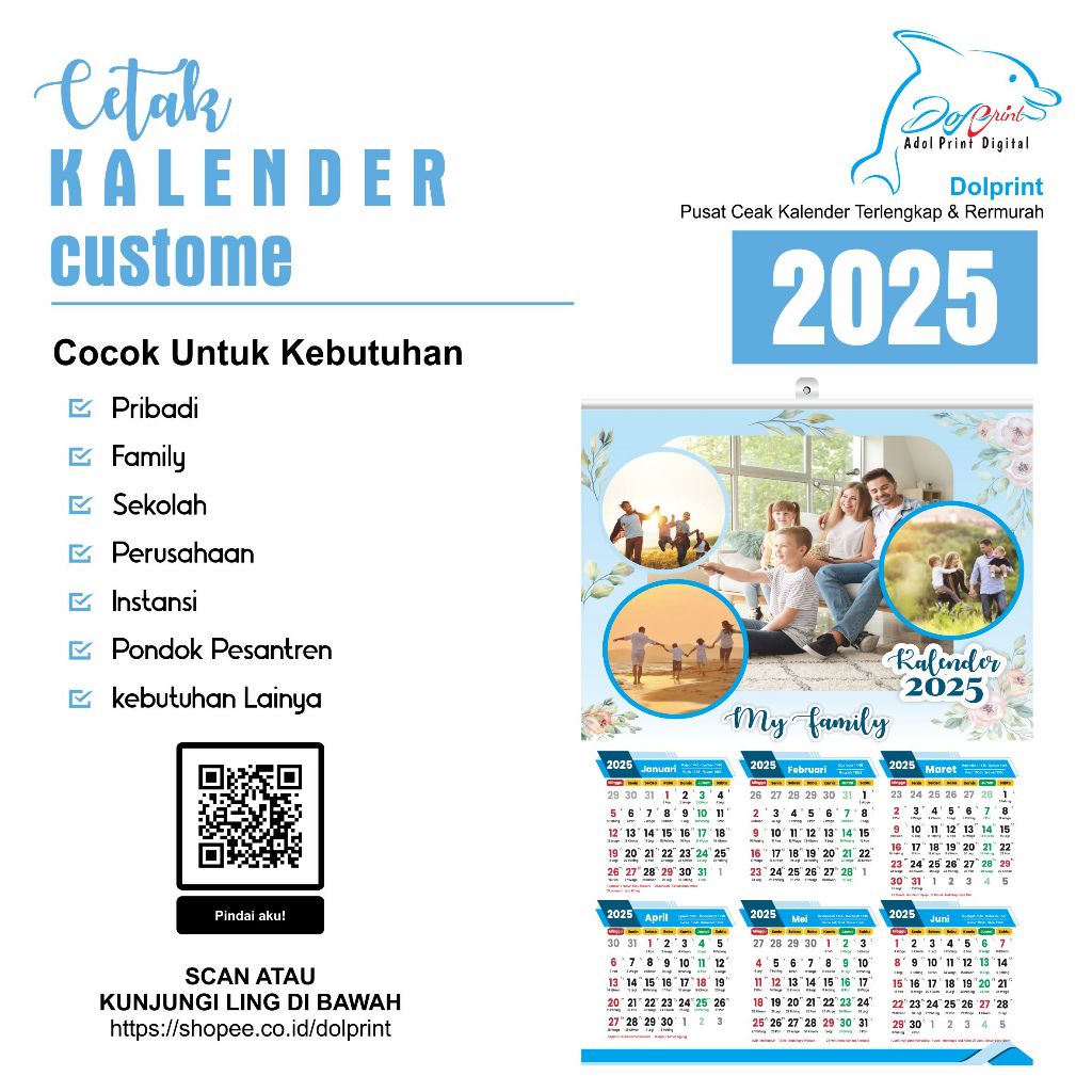 

Kalender Dinding ( 2 Lembar / 6 Bulanan ) Custom Desain