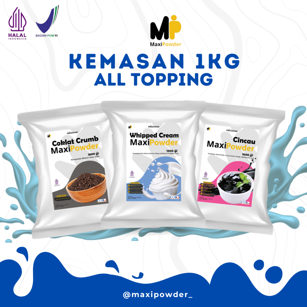 

Topping Minuman All Varian 1kg / Topping Minuman Kekinian Termurah / MaxiPowder