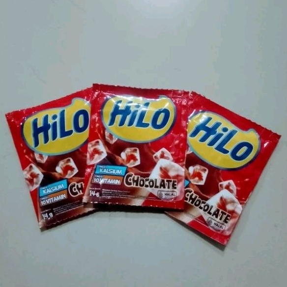 

Hilo Chocolate Es Susu Bubuk Rasa Cokelat (10 Sachet / Renceng)