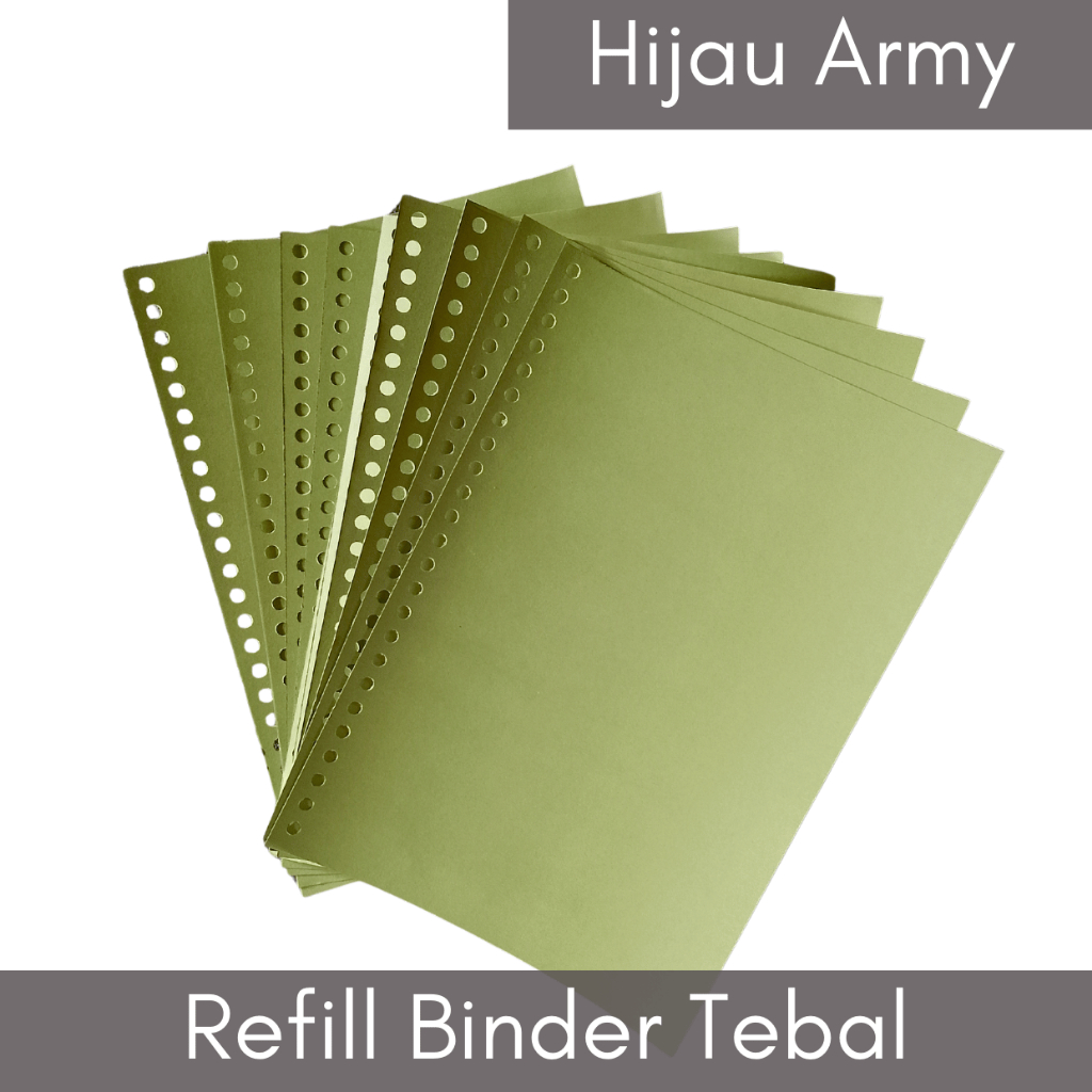 

[10pc HIJAU ARMY] Refill Binder Tebal Polos / Pembatas Binder / Kertas Notebook Isi Kertas Binder A5