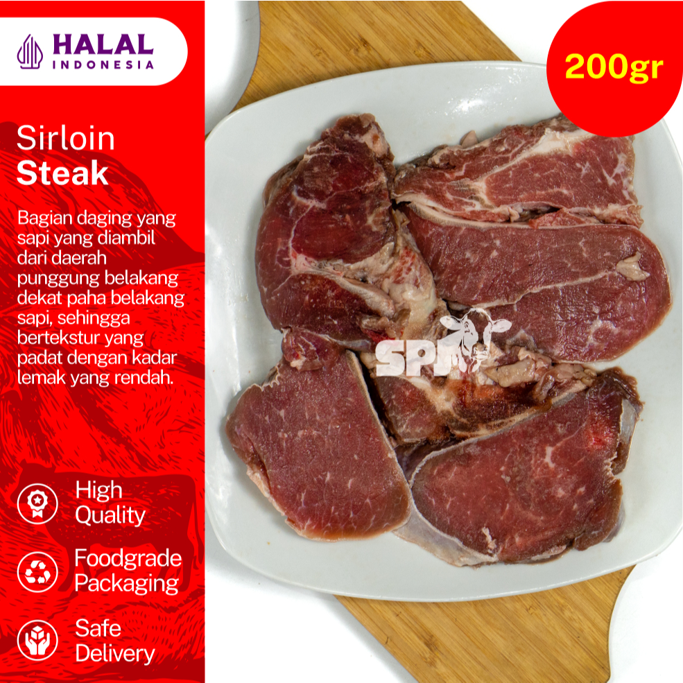 

Daging sapi premium Sirloin Steak daging frozen daging import berkualitas 200 gram