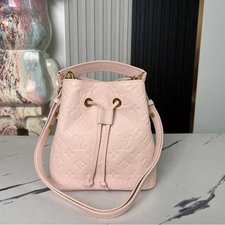 Top [Blissful Boutique] LV Louis Vuitton Pink Embossed M47038 Full Leather Bucket Bag Series Women's