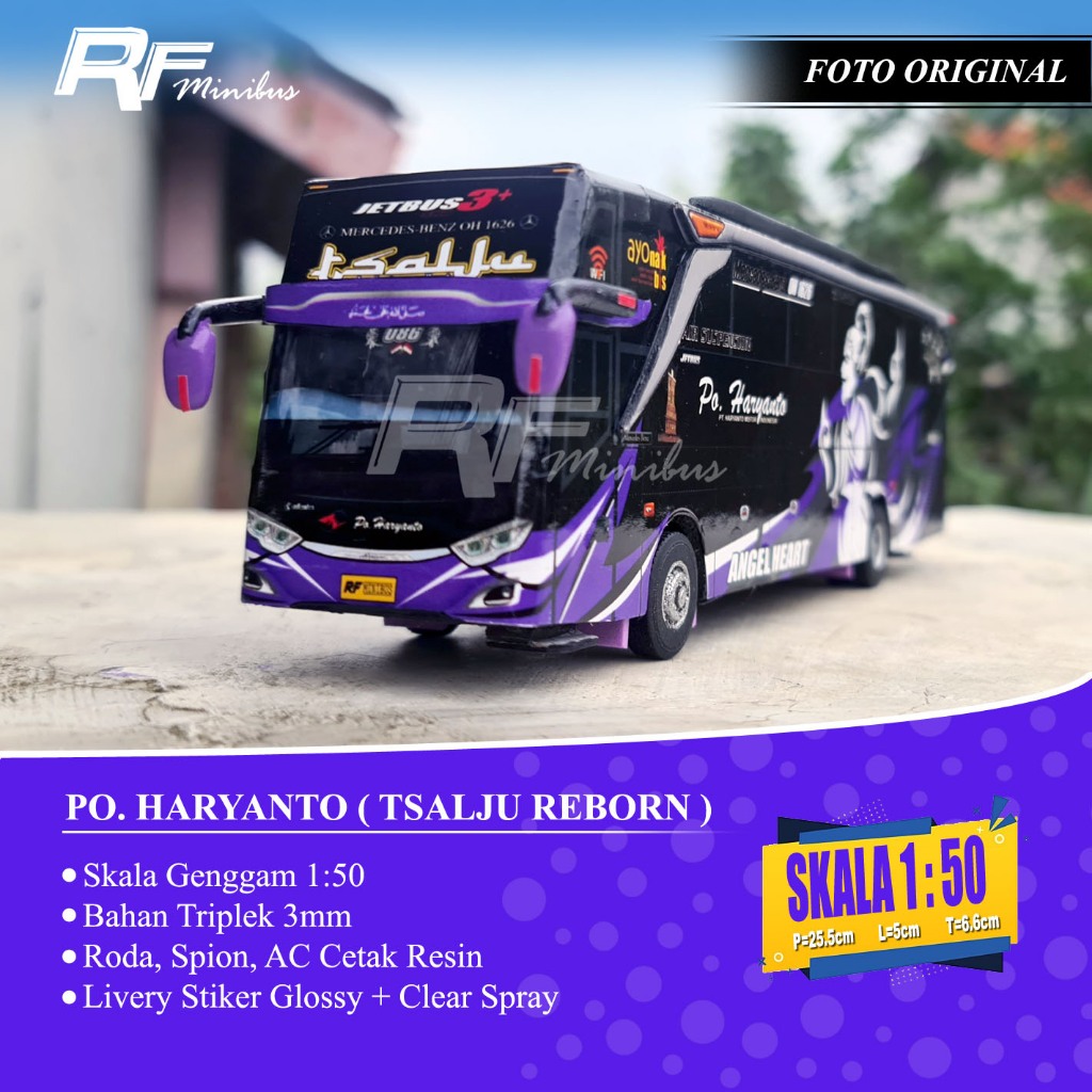 Miniatur Bus Po. Haryanto (Tsalju Reborn) Skala 1:50