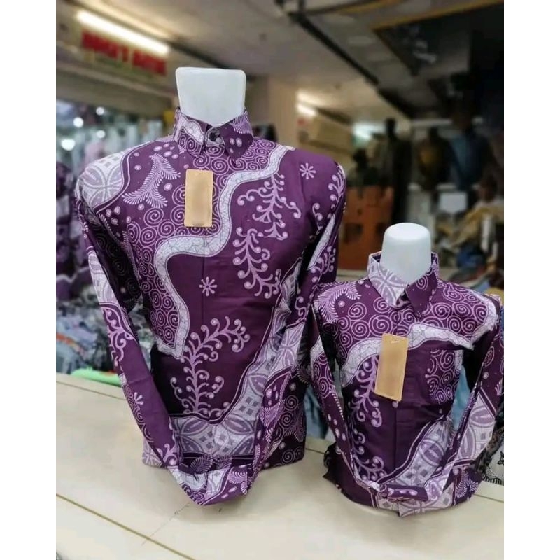 BATIK COUPLE BAPAK DAN ANAK WARNA BURGANDY SOLO PREMIUN