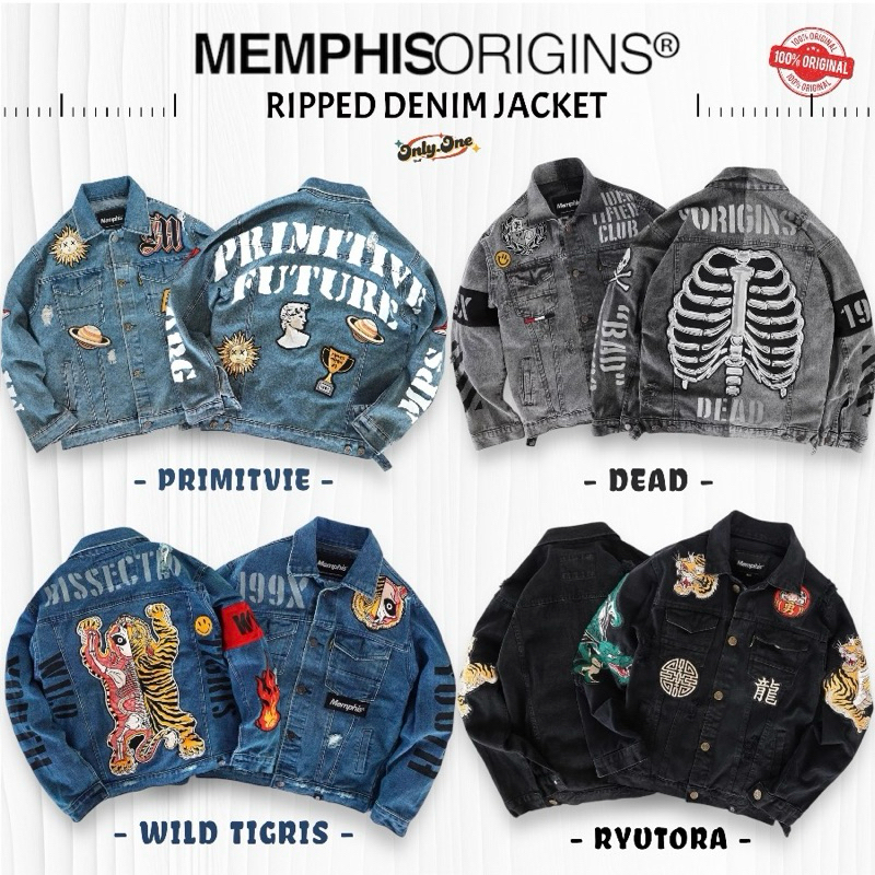 RIPPED DENIM JACKET - DEAD, WILD TIGRIS, RYUTORA | MEMPHISORIGINS