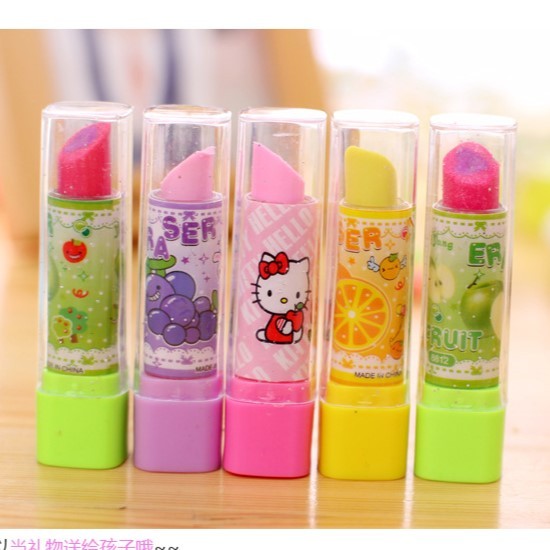 

Penghapus Putar Lipstick Buah Eraser Penghapus Karet Hapusan Stip Setip Lipstik Lipen setip