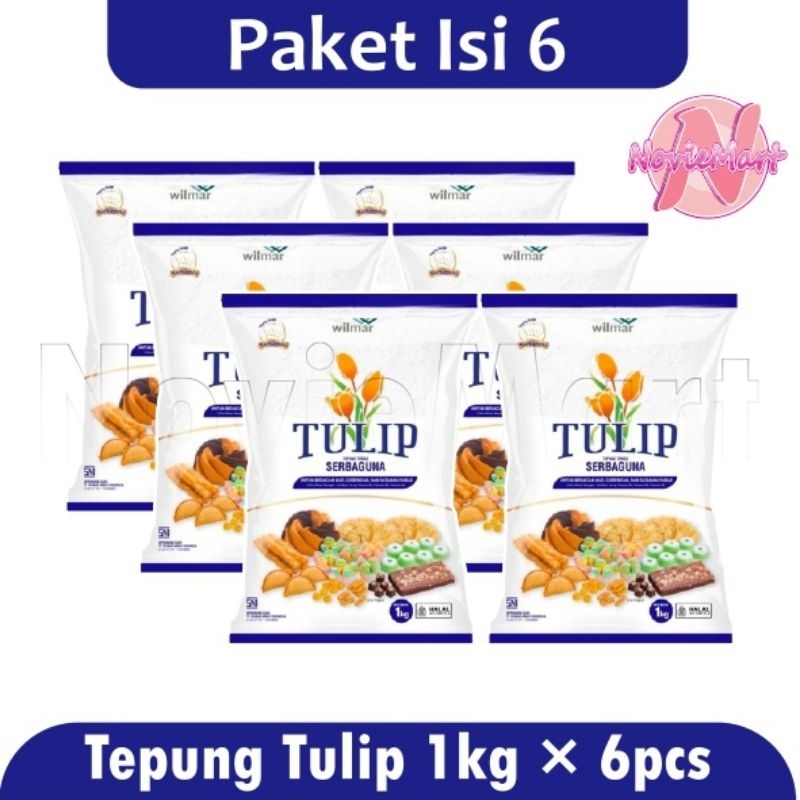 

[ Paket Isi 6 ] Tepung Terigu Serbaguna Tulip Kemasan 1kg