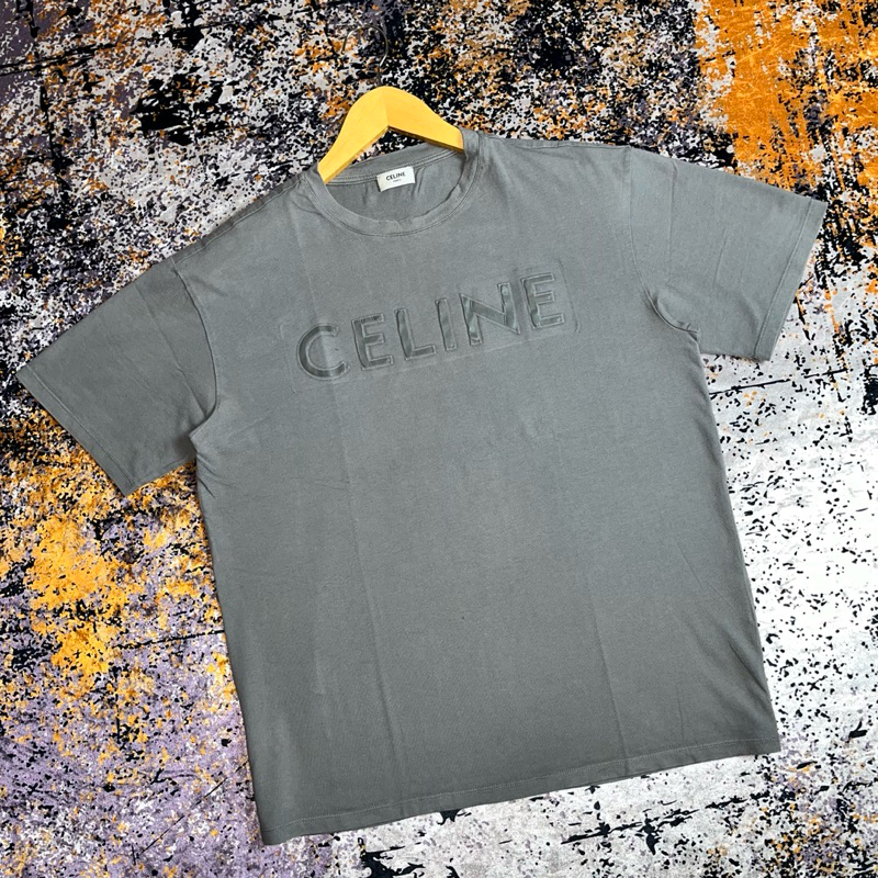 Celine Paris Logo Embossed Tshirt Celine Paris Logo Timbul Kaos