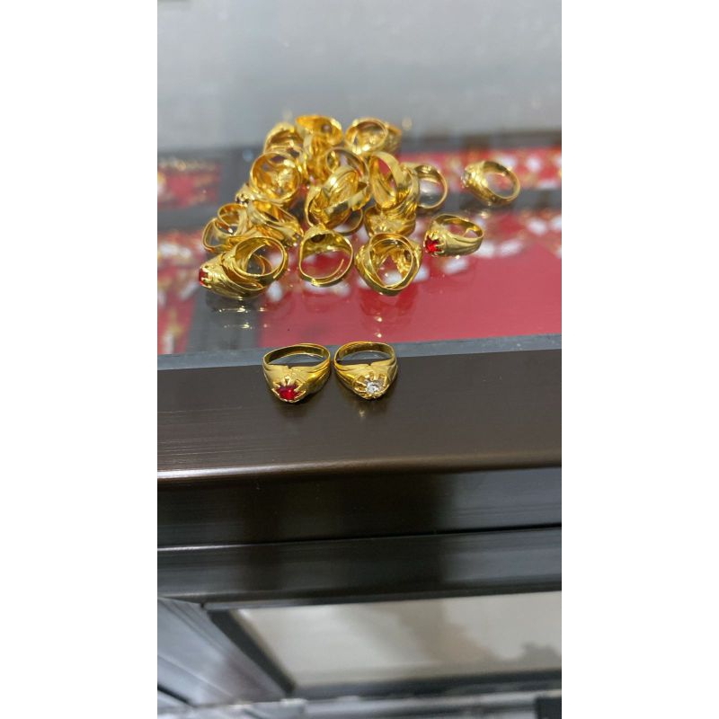 cincin anak bahan kuningan lapis emas 22 karat bisa diatur besar kecilnya
