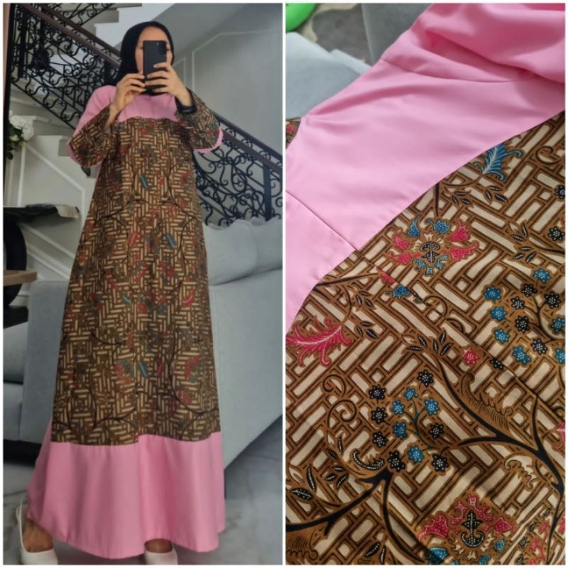 gamis wanita baju gamis model terbaru gamis terlaris gamis kombinasi batik gamis ednes by kayla
