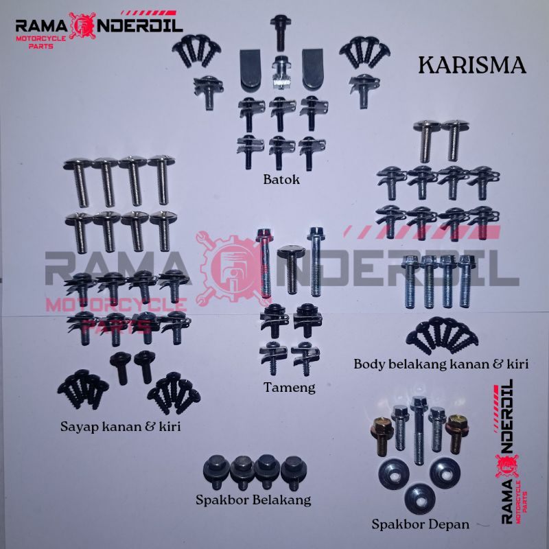 Baut/Baud full set body Honda Karisma X 125
