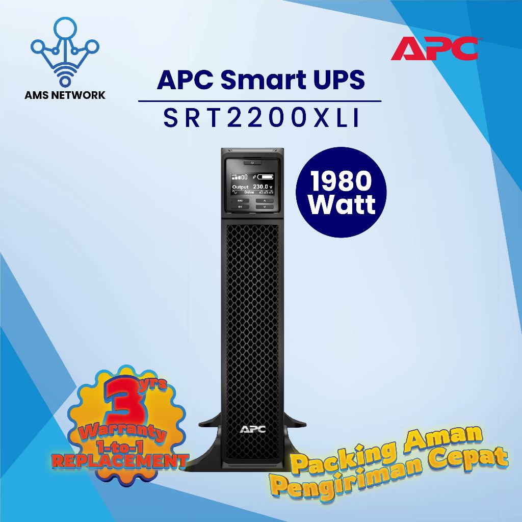 Termurah UPS APC SRT2200XLI Smart UPS Online (PF 0.9 /1980 Watt)