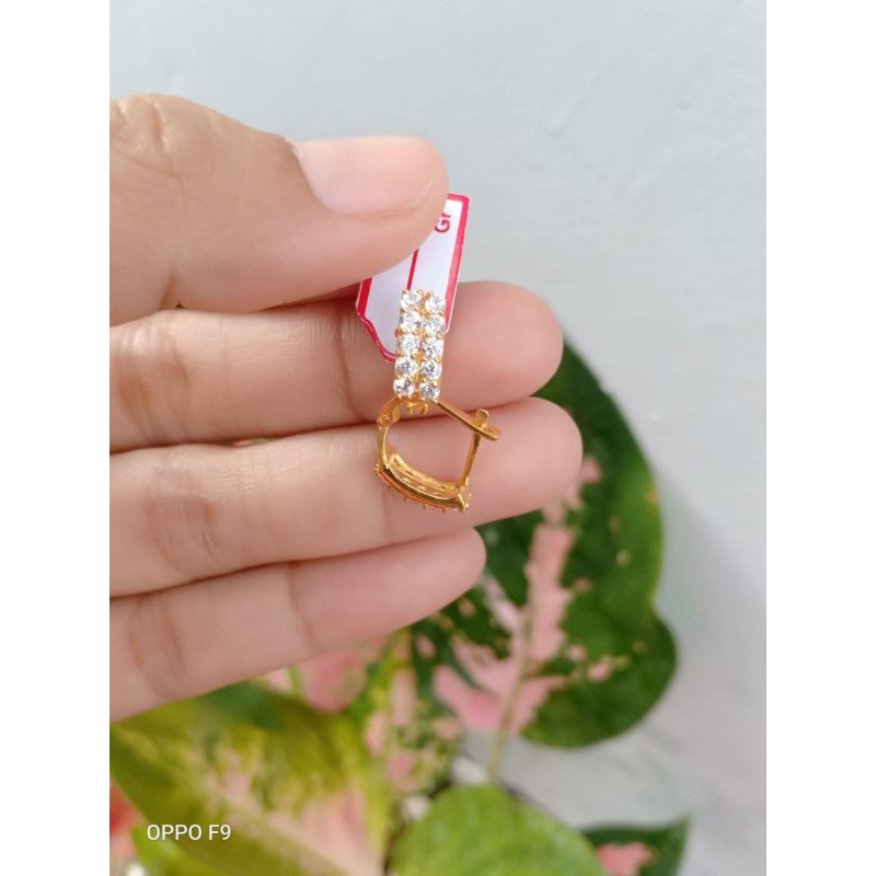 anting jepit dewasa bahan perak lapis emas 22karat