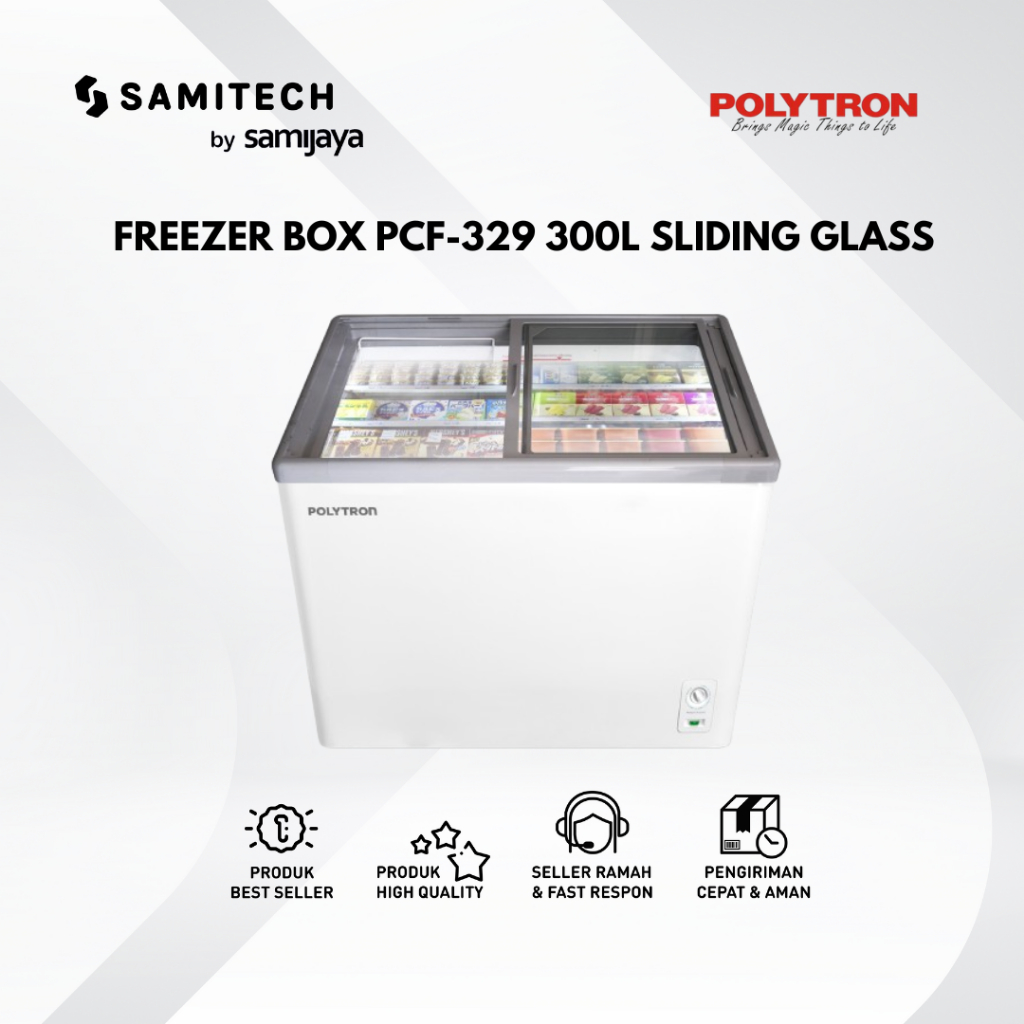 FREEZER BOX POLYTRON PCF-329 PCF 329 300LITER SLIDING GLASS