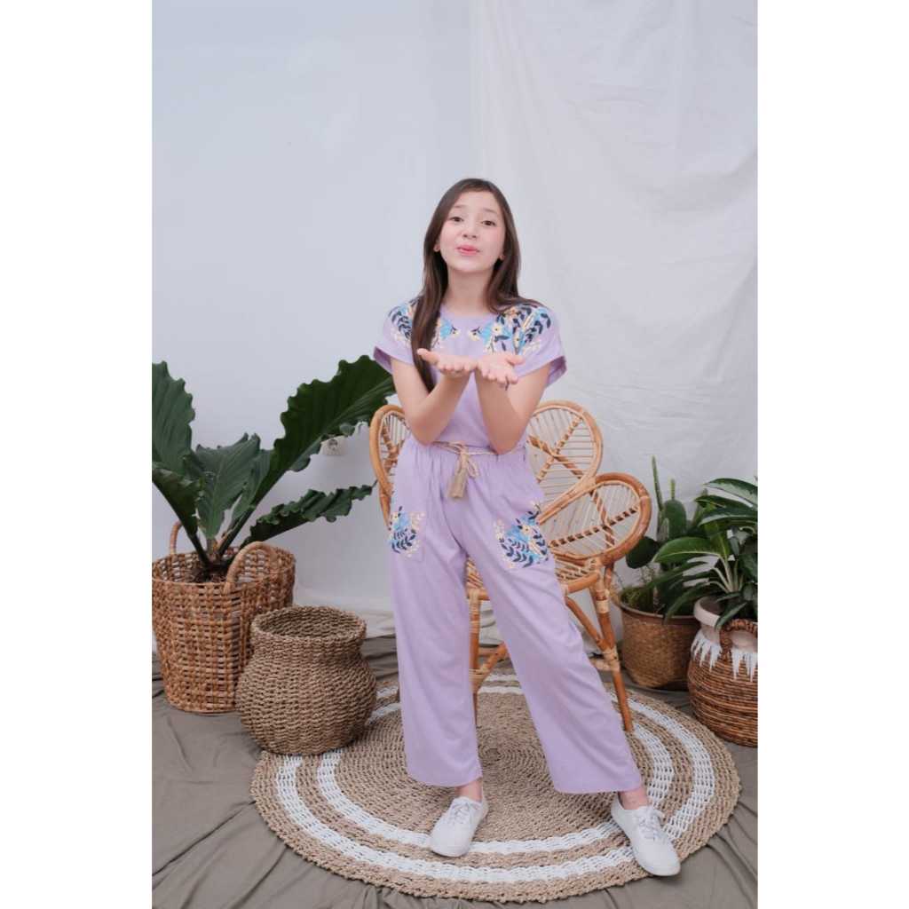 Setelan baju anak perempuan/cewek koran style, kulot piccolino umur 4-14 tahun cotton combed 24s