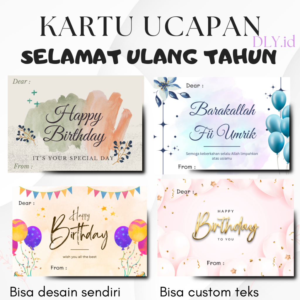 KARTU KARTU UCAPAN HAPPY BIRTHDAY/ GREETING CARDS HBD/KARTU ULTAH ULANG TAHUN BarakAllah Fii Umrik