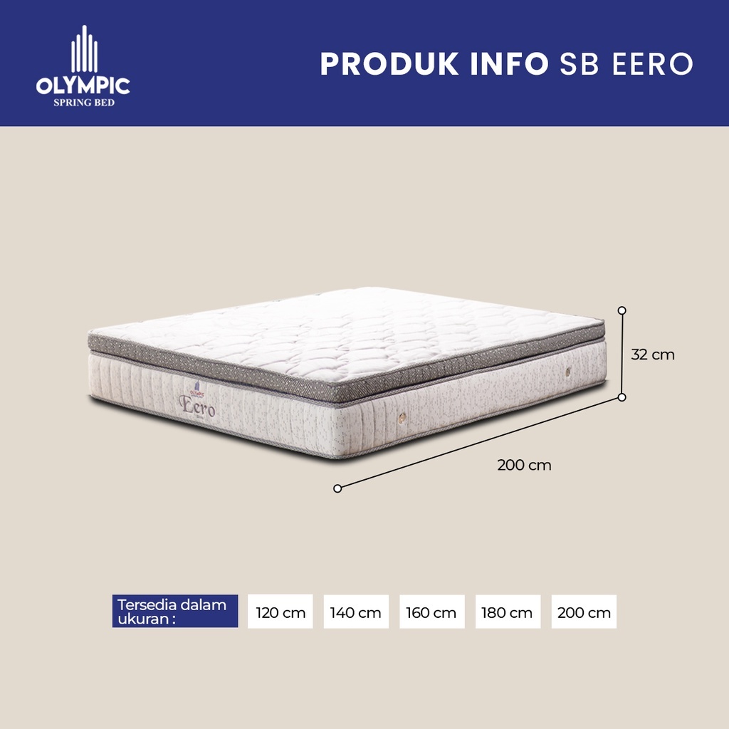 OLYMPIC MATRAS SPRINGBED EERO PLUSH TOP HARD 180 x 200 x 32cm BATAM