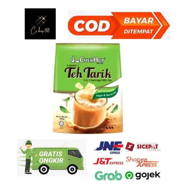 

Chek hup chekhup teh tarik 3in1 Rich and Creamy Teh Tarik Malaysia heritage milk tea original / less sweet Isi 12 saset 12 sachet