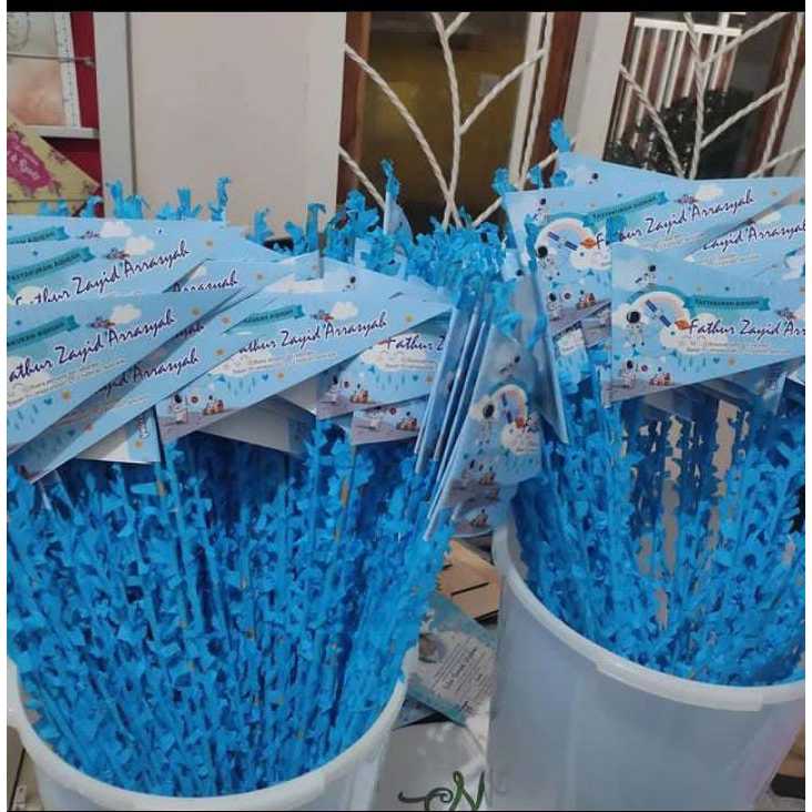 ISI 50pcs Bendera Aqiqah  + Tangkai | Tasyakuran Marhaban Khitanan Bebas Custom Desain