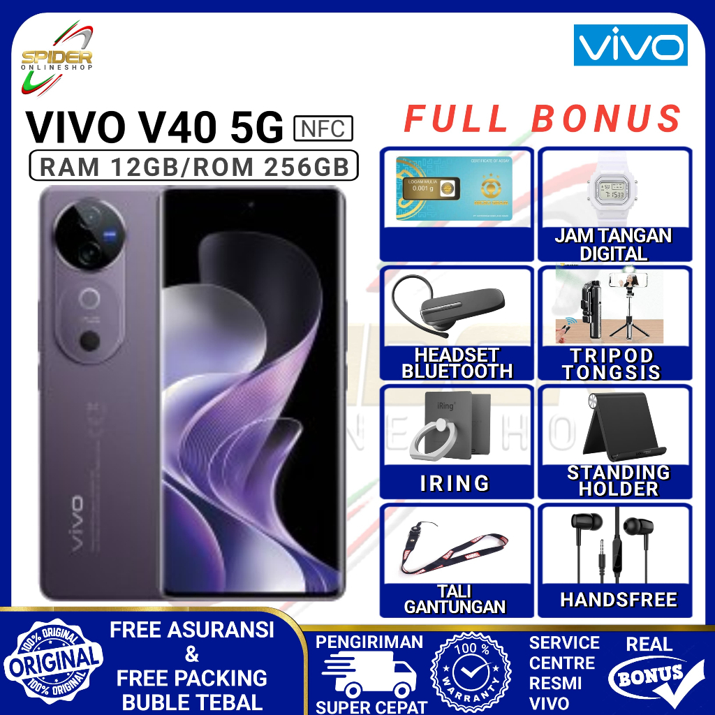 HP VIVO V40 5G NFC RAM 8GB/12GB ROM 256GB/512GB GARANSI RESMI INDONESIA