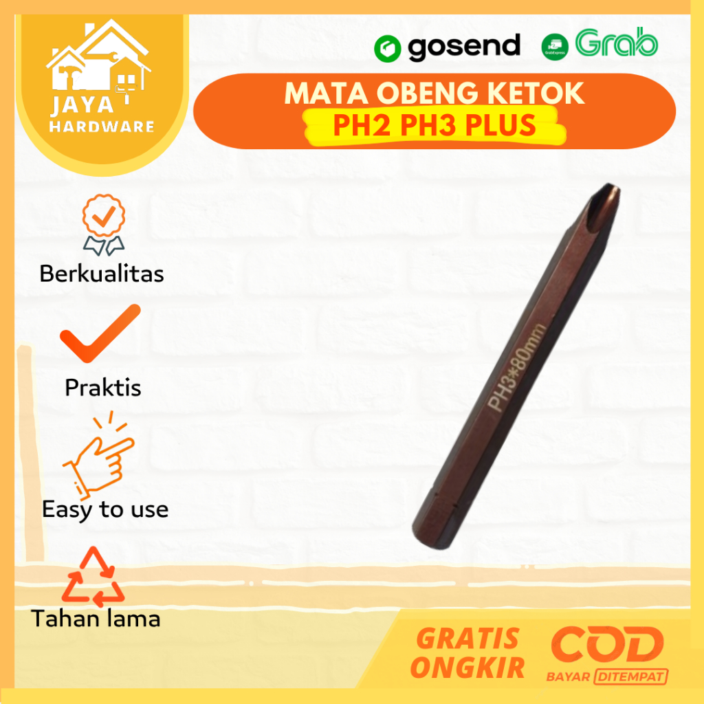 Kepala Mata Obeng Ketok Ph2 80mm Bolak Balik Magnet Magnetic Gypsum Gipsum | Mata Obeng Pukul Obeng 