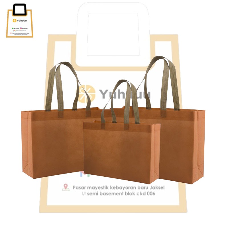 

Tas Souvenir Hampers Box Spunbond Polos Coklat