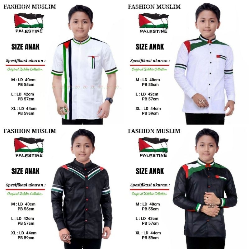 BAJU KOKO ANAK PALESTINA KOKO LENGAN PANJANG KOKO LENGAN PENDEK PAKAIAN MUSLIM TERBARU