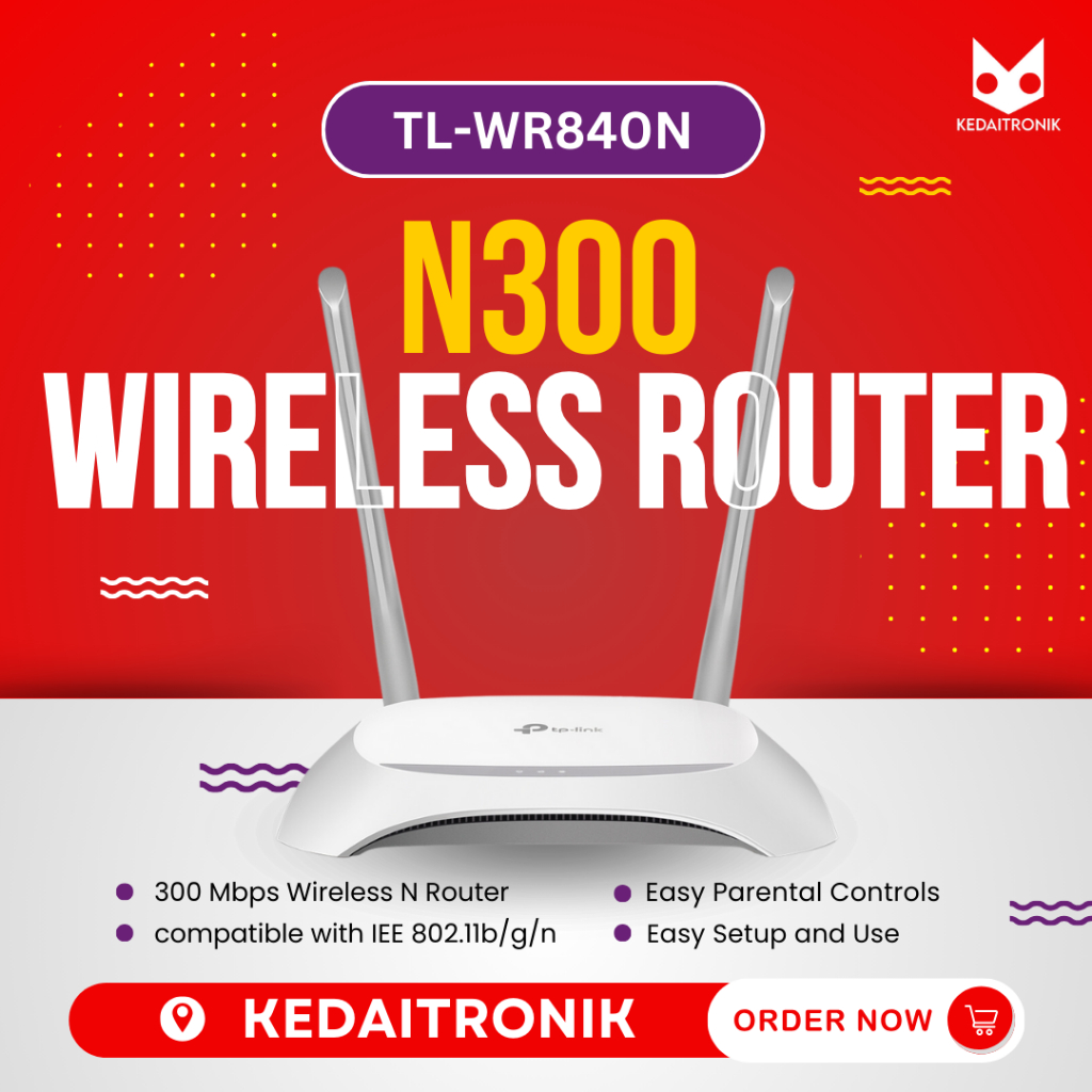 TP-LINK TL-WR840N Router Nirkabel 300Mbps Putih