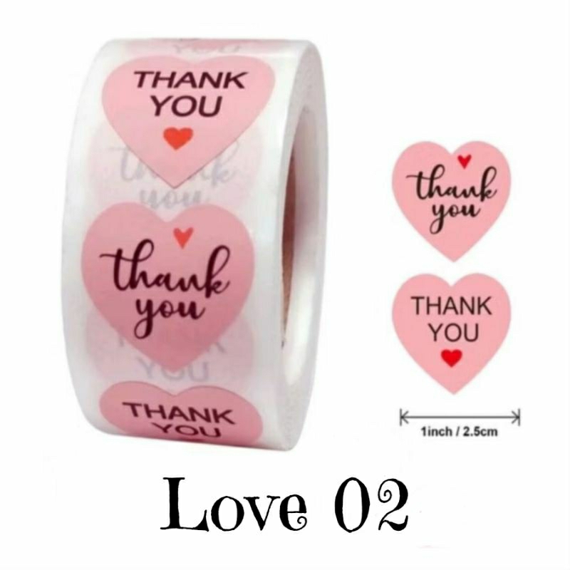 

50 Pcs Sticker Label Thank You/Ucapan Terima Kasih Love 02
