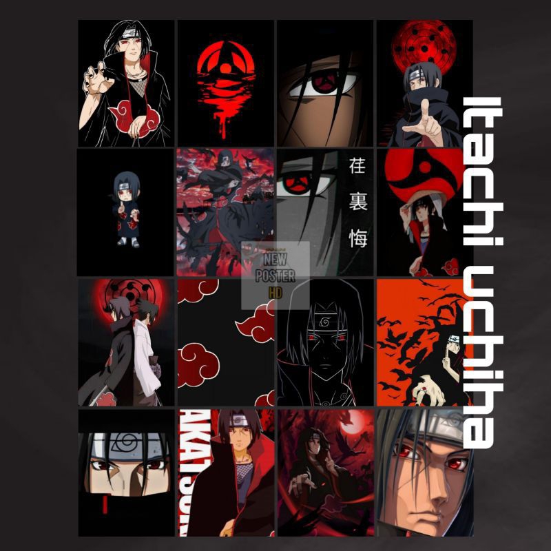 (16pcs)POSTER DINDING KAMAR TEMA ITACHI UCHIHA GAMBAR HD BERKUALITAS