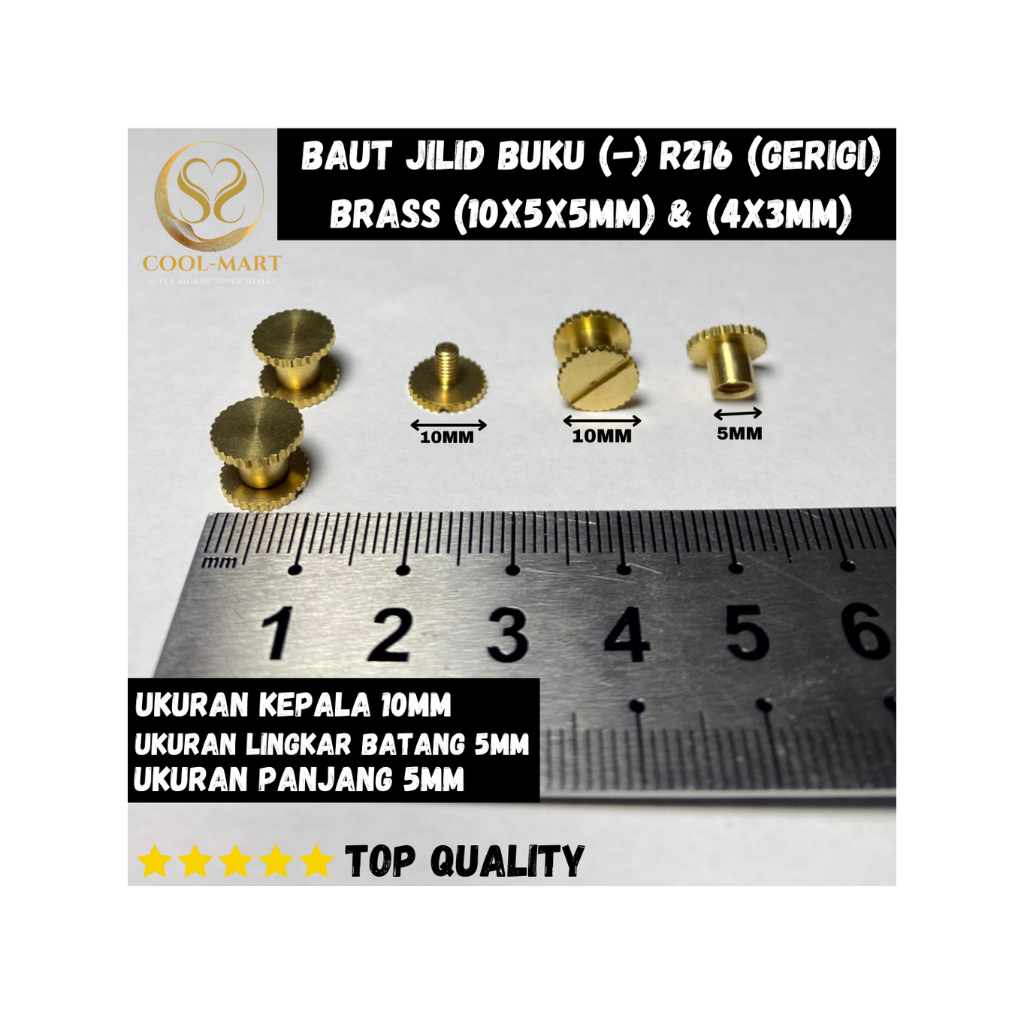 

BAUT JILID BUKU (-) R216 (GERIGI) BRASS (10X5X5MM) & (4X3MM)