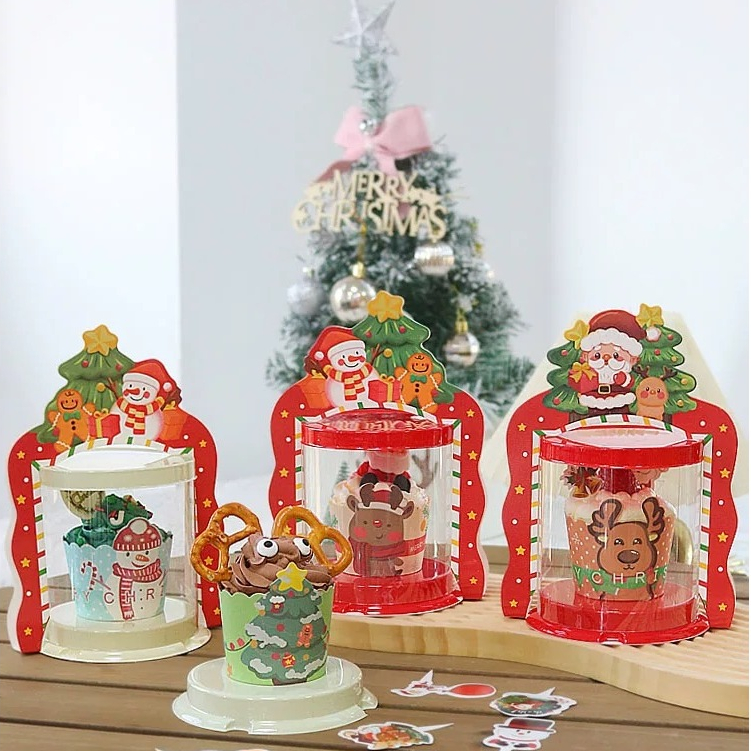 

TOPLES NATAL MERAH cupcake natal box packaging hampers box kue mika ulang tahun lebaran idul fitri