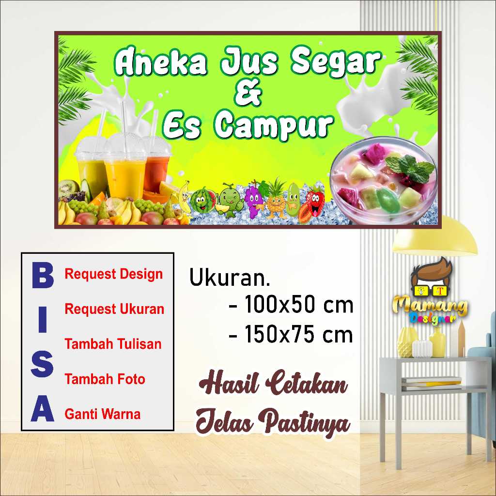 Cetak Spanduk Banner Jualan Jus Segar dan Es Campur bb