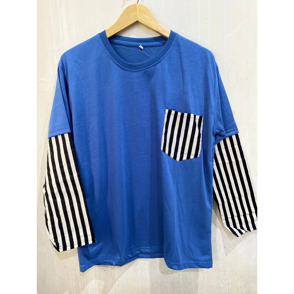 KAOS LENGAN PANJANG KOMBINASI SALUR ADA KANTONG DEPAN